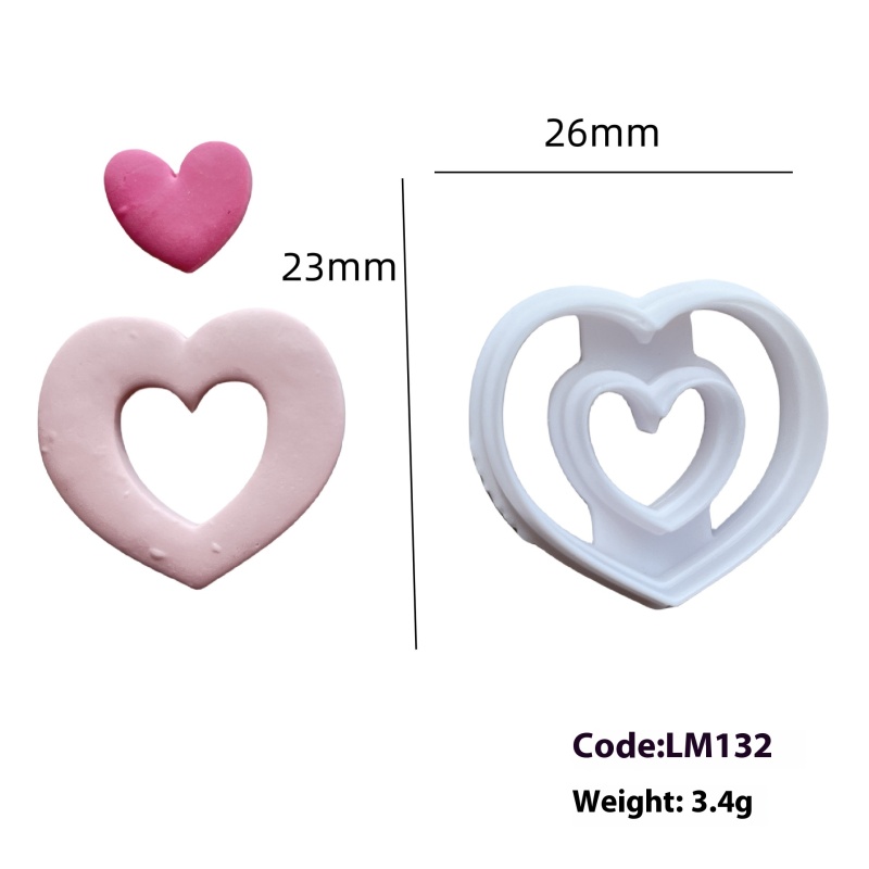 Double Heart Polymer Clay Cutter