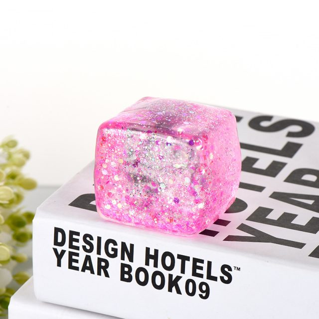 Pink Glitter Ice Cube Squishy