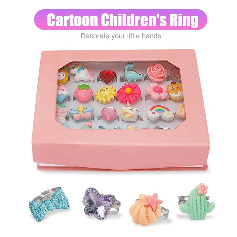 Kids' Cartoon Adjustable Ring Set
