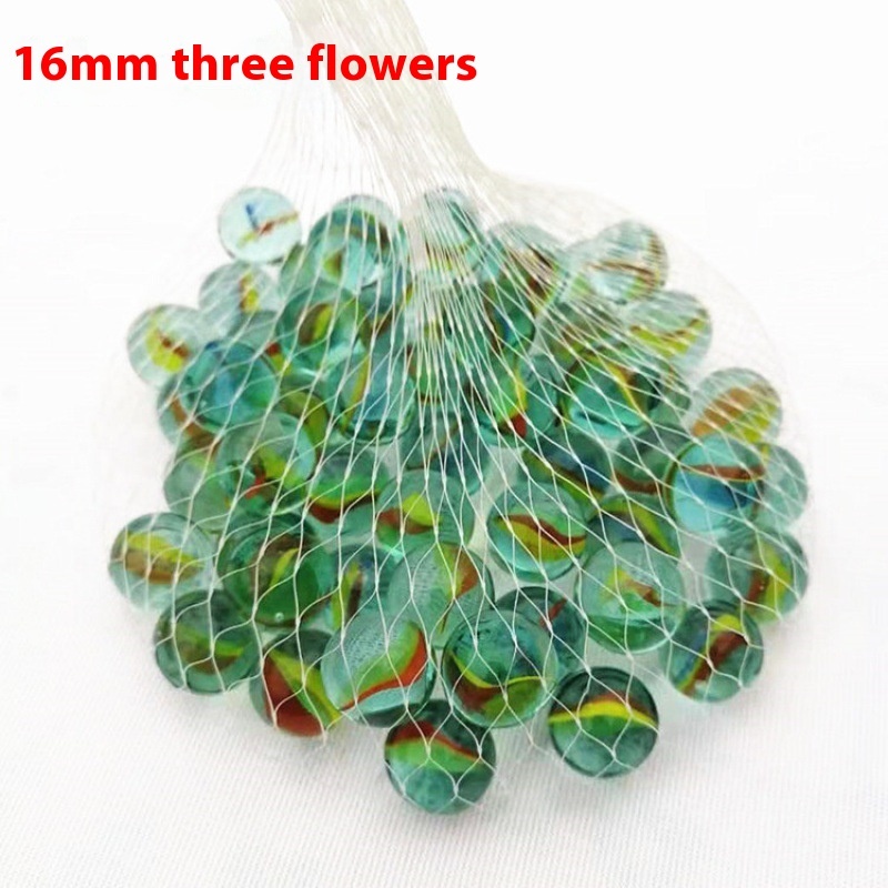 16mm Glass Marbles, Green Swirl (Mesh Bag)