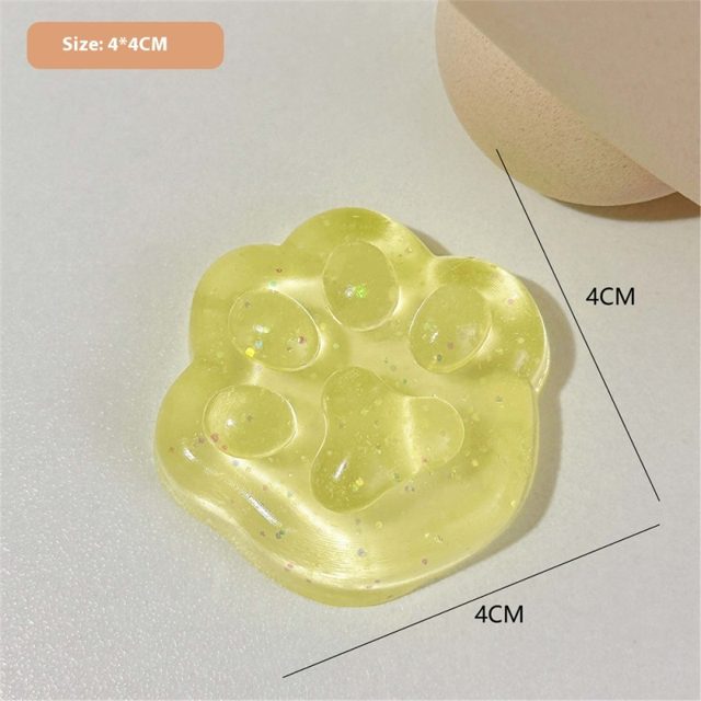 Lemon Glitter Cat Paw Jelly Squishy