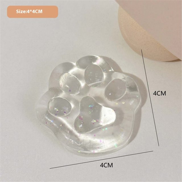 Crystal Clear Glitter Cat Paw Jelly Squishy