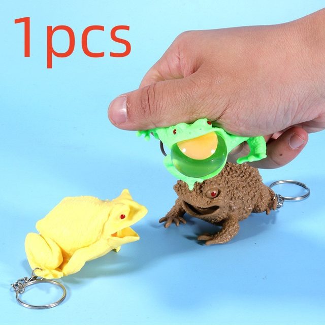 Yolk-Spitting Frog Squeeze Keychain