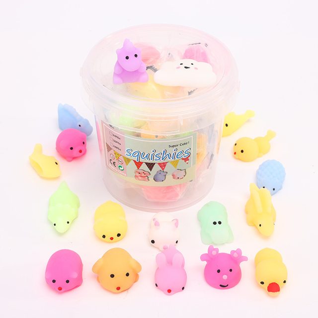 Glow-in-the-Dark Mini Mochi Squishy Tub (12-Pack)