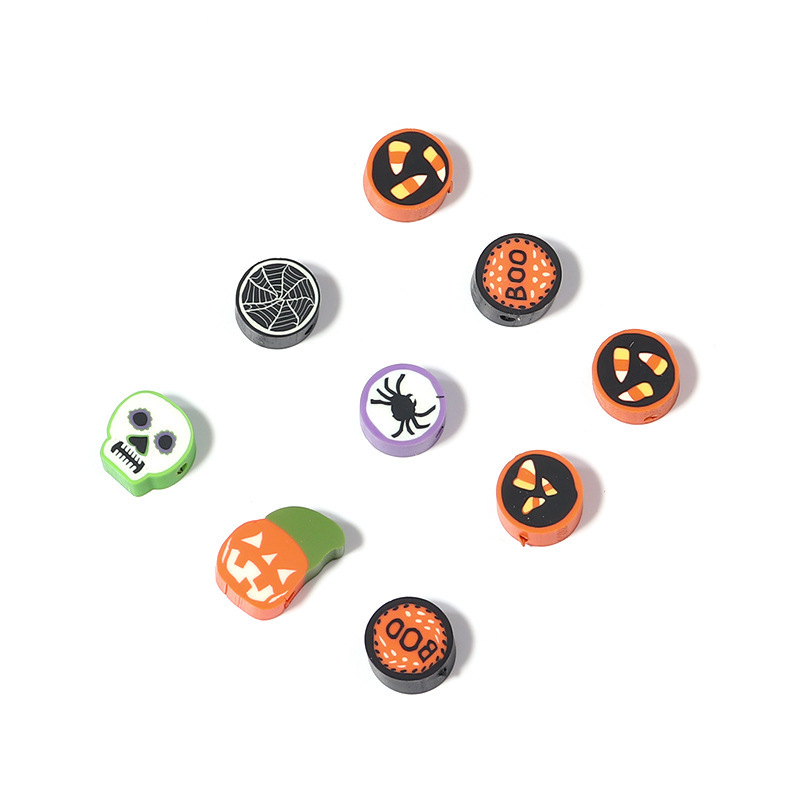 Halloween Polymer Clay Beads, Pumpkins & Skulls