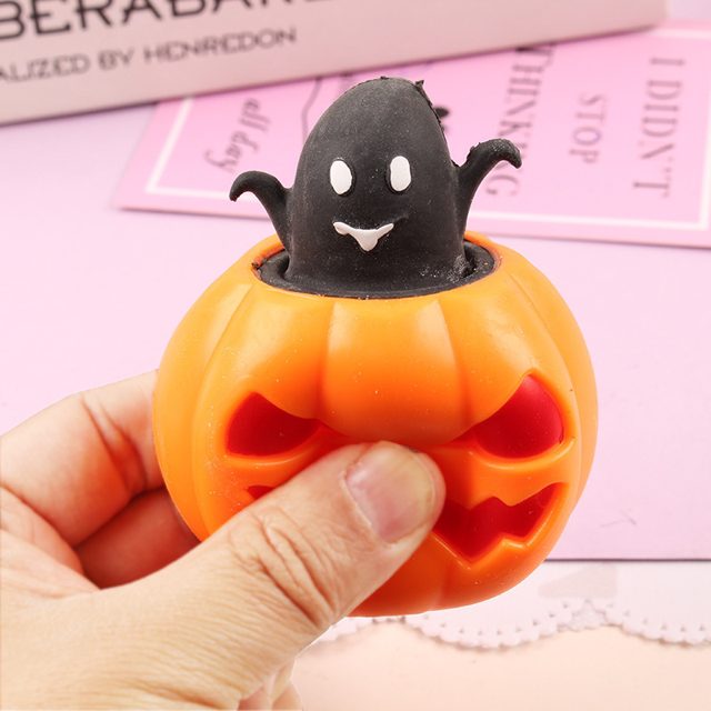 Pop-Up Black Ghost Jack-o-Lantern Squeeze Toy