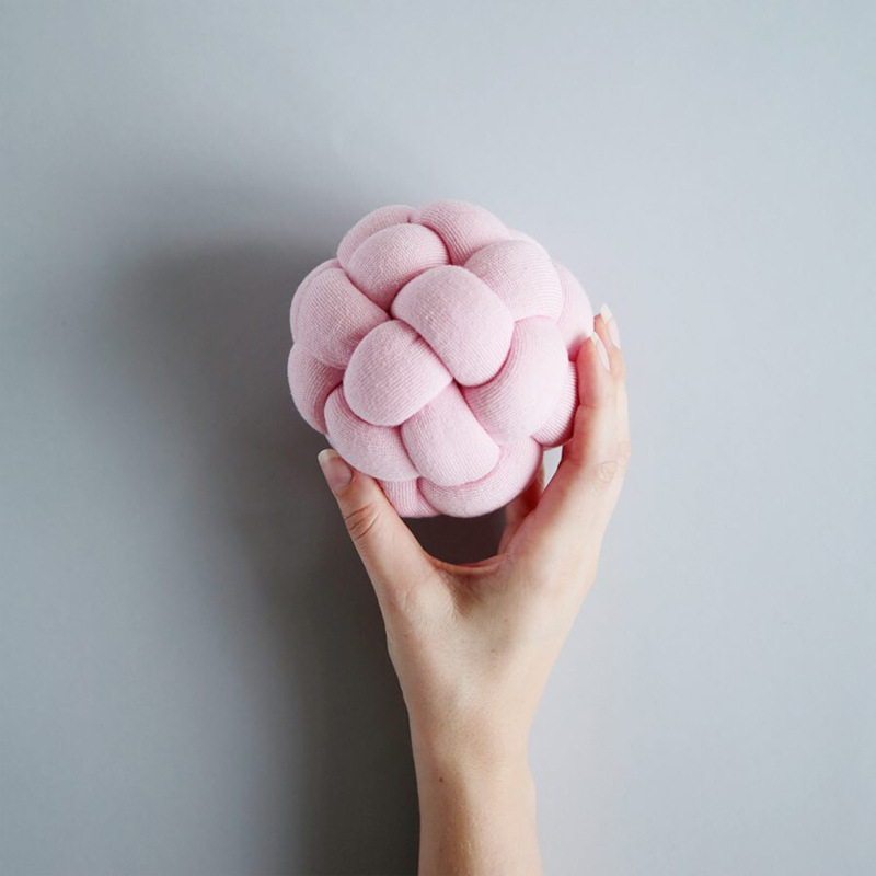 Hand-Knotted Chunky Knit Ball Pillow