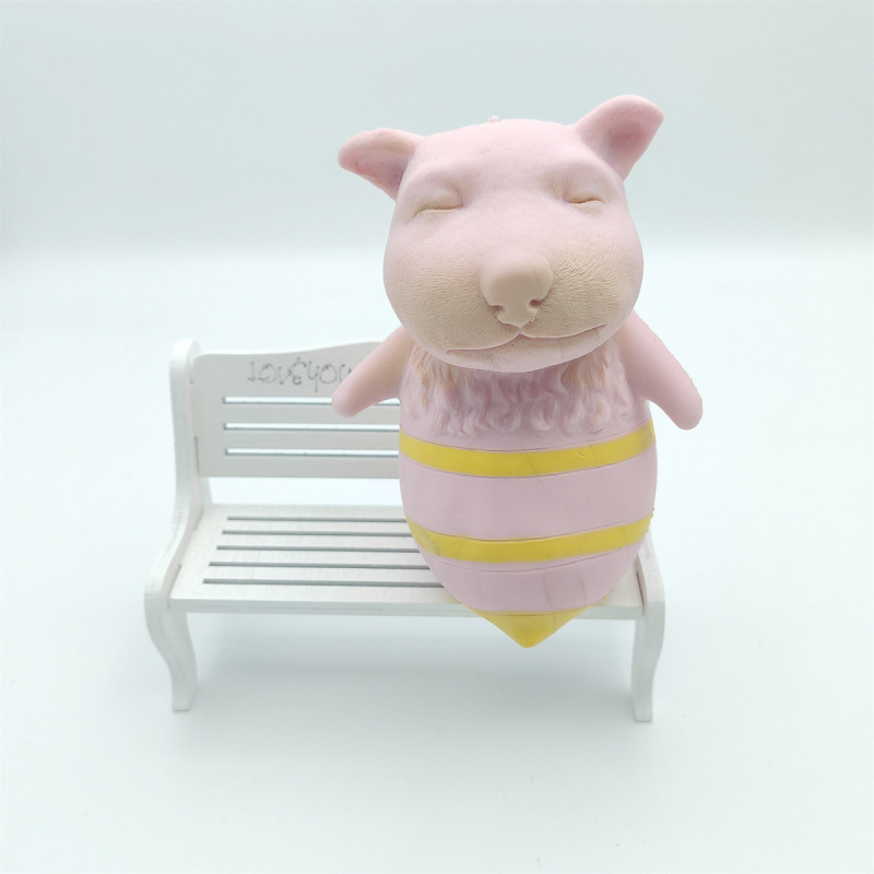 Flocked Bee-Costume Animal Squeeze Figure โ photo 3