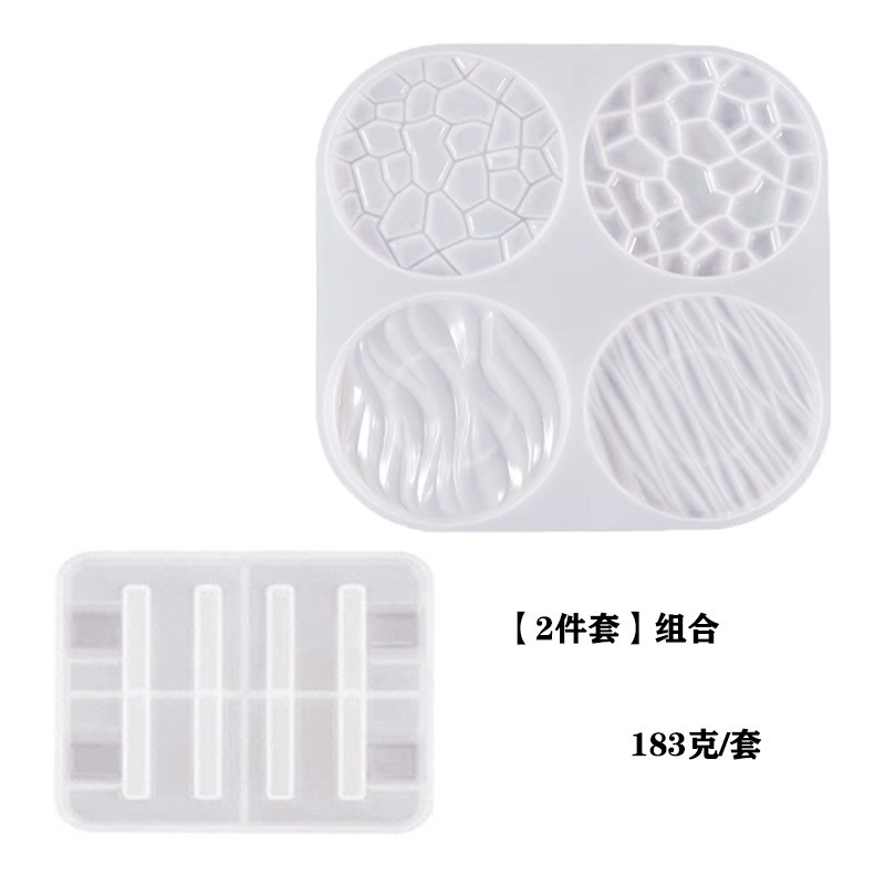 Round Coaster Silicone Mold, 4 Stone & Wave Textures โ photo 2