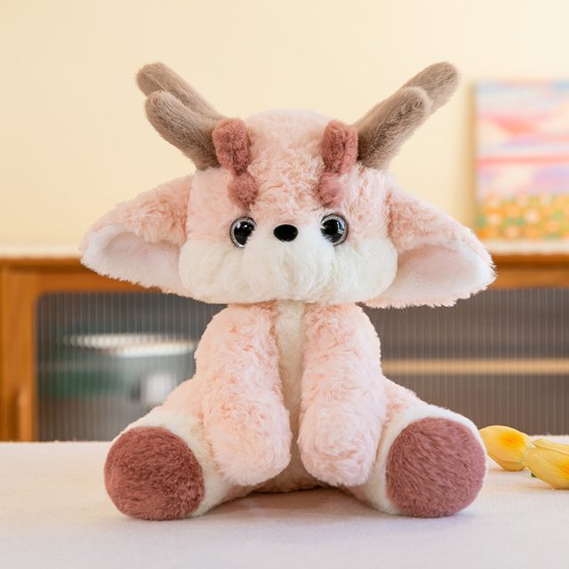 Fuzzy Pink Antler Deer Plush