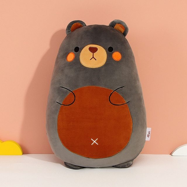 Chubby Gray Bear Cushion Plush