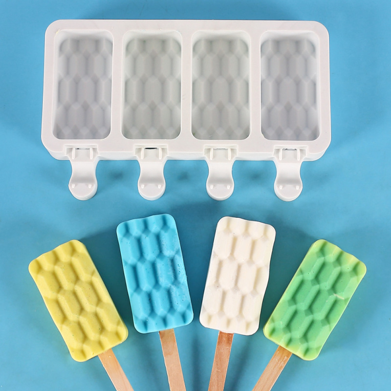 4-Cavity Silicone Popsicle / Ice Cream Bar Mold