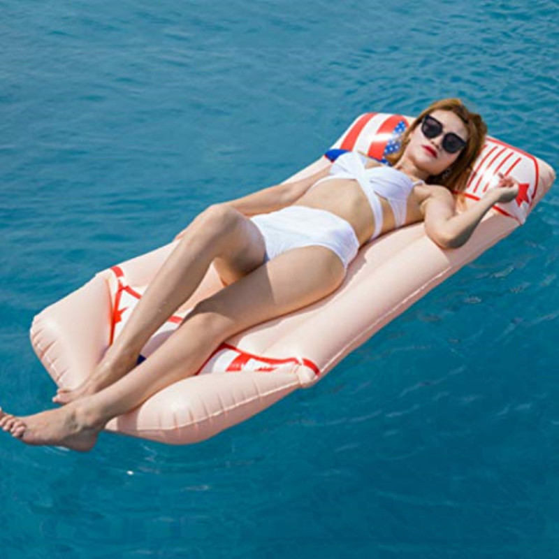 Peach Inflatable Pool Lounger Float Mat