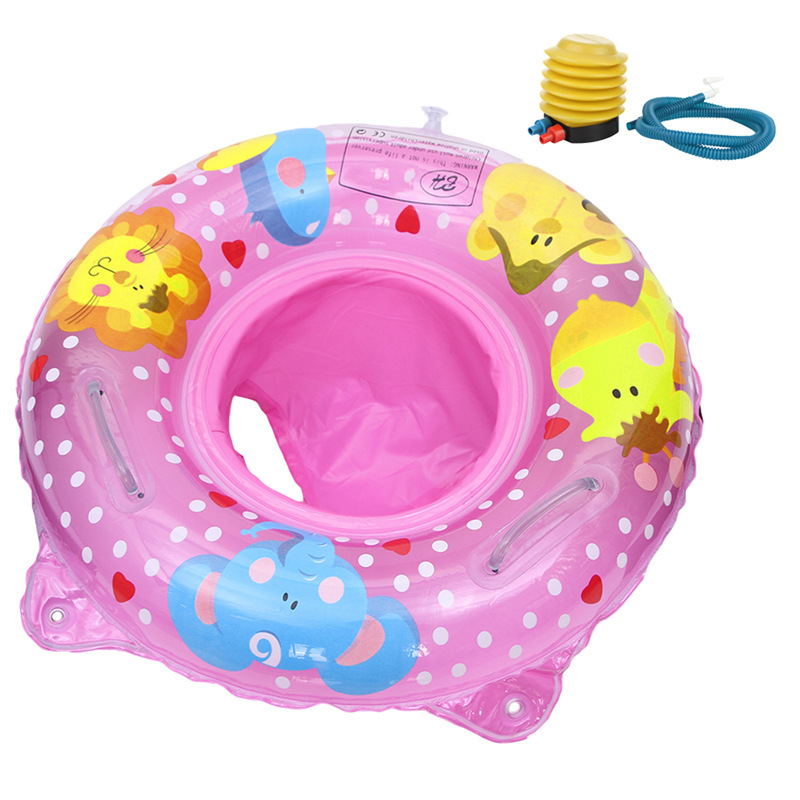 Pink Animal-Print Baby Swim Seat Ring