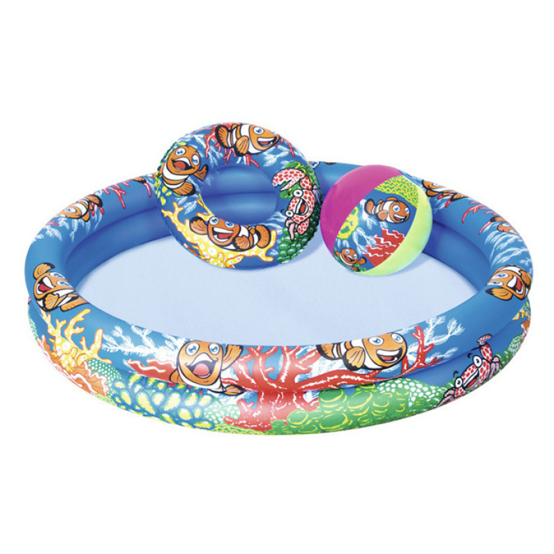 Kids Inflatable Pool Set with Ring & Beach Ball
