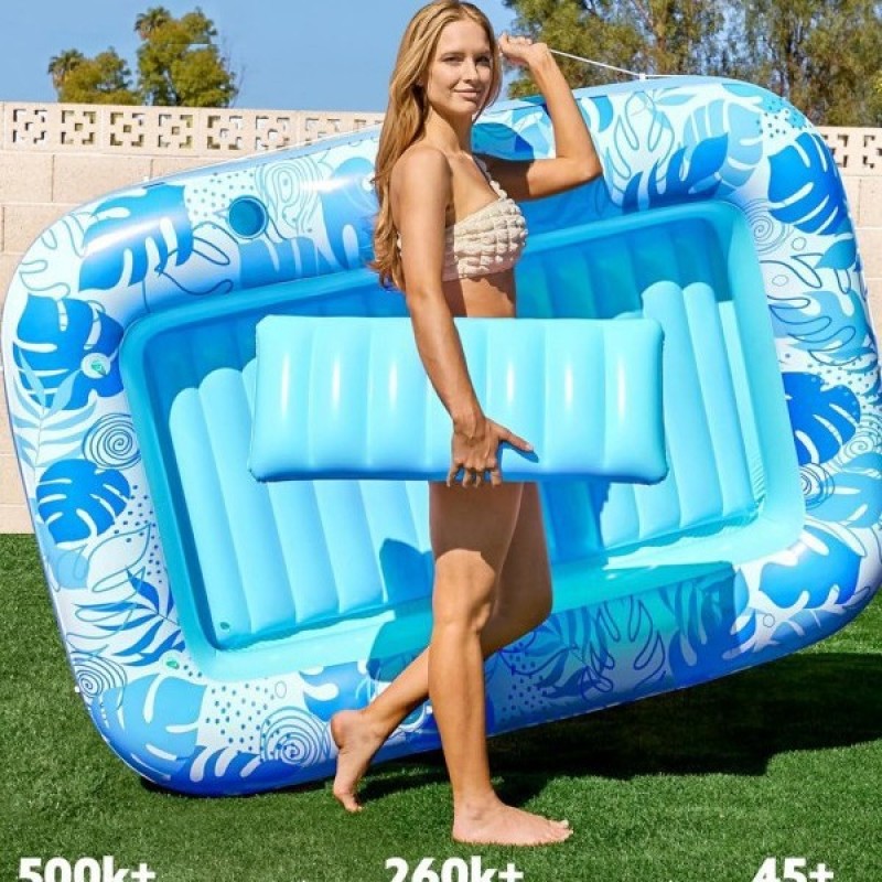 Inflatable Tanning Pool Lounger with Pillow