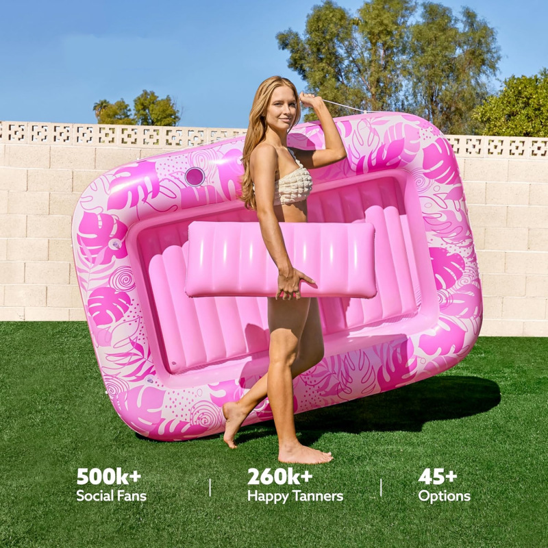 Inflatable Tanning Pool Lounger with Pillow — photo 2