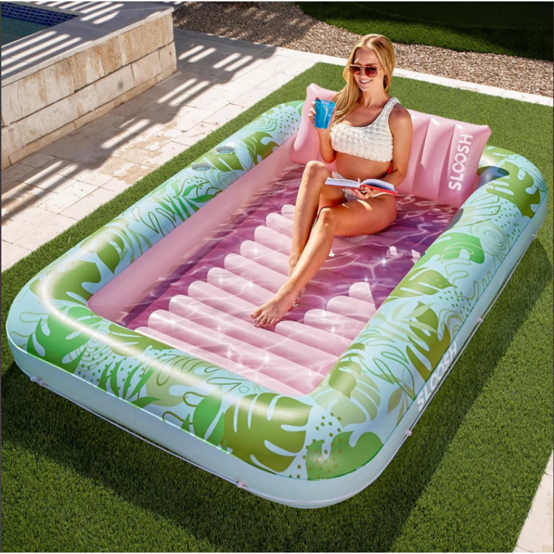 Inflatable Tanning Pool Lounger with Pillow — photo 3