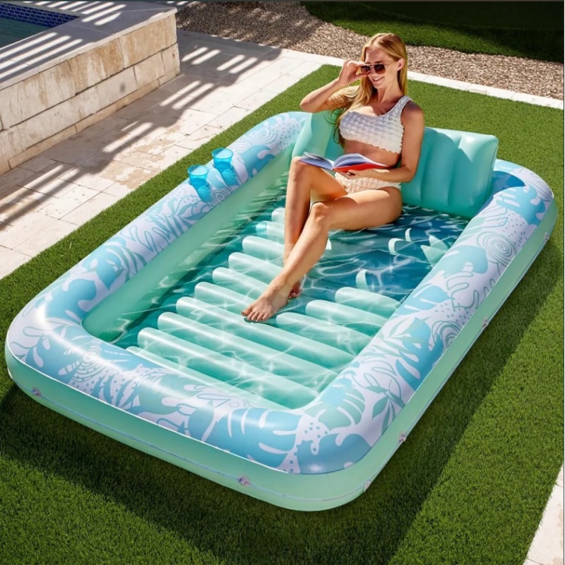 Inflatable Tanning Pool Lounger with Pillow — photo 4