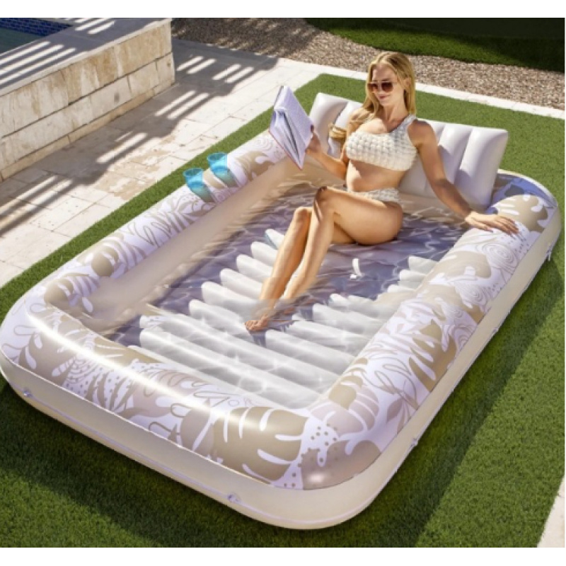 Inflatable Tanning Pool Lounger with Pillow — photo 6