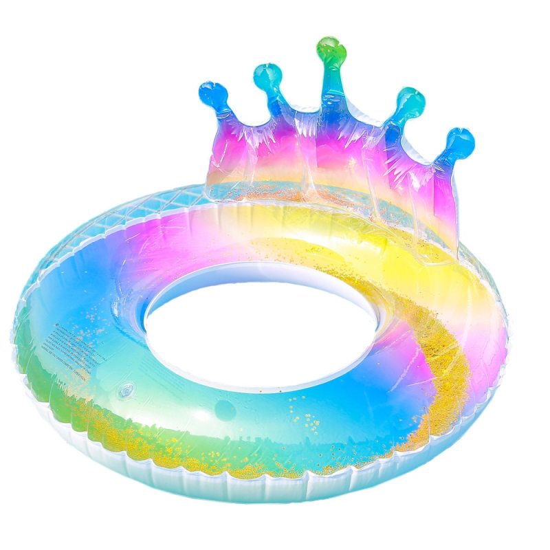 Rainbow Glitter Crown Inflatable Swim Ring