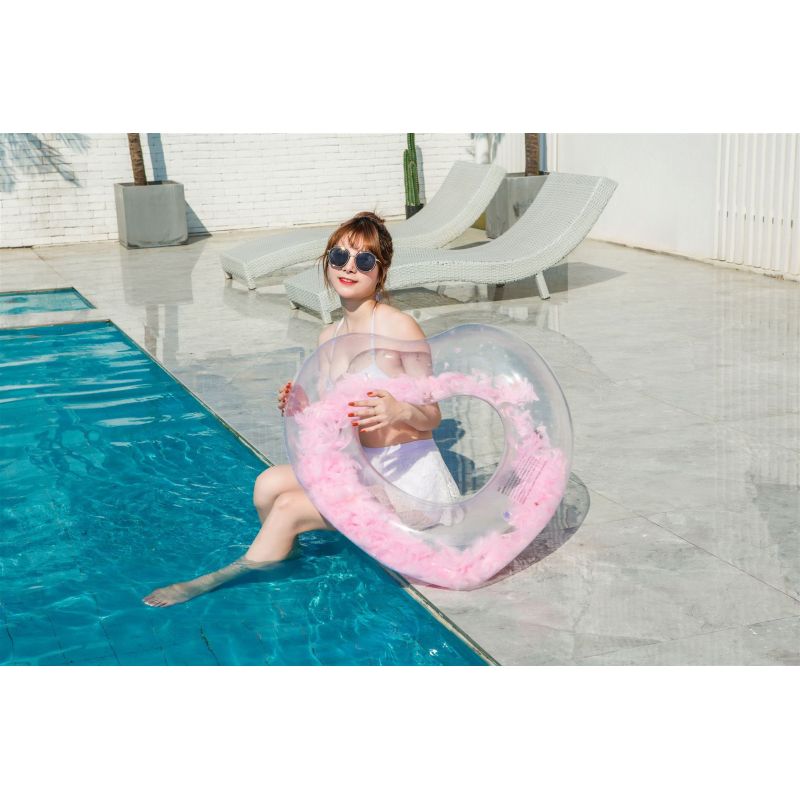Clear Heart Swim Ring with Floating Feathers โ photo 5