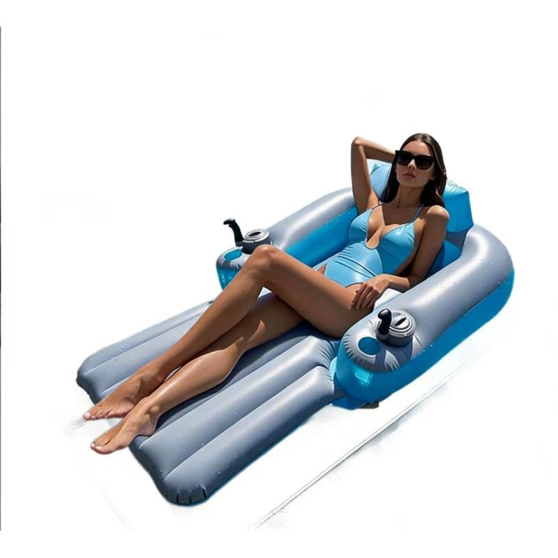 Inflatable Lounge Raft with Armrests & Cup Holders