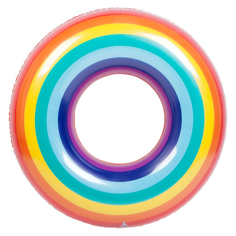 Rainbow Stripe Inflatable Swim Ring