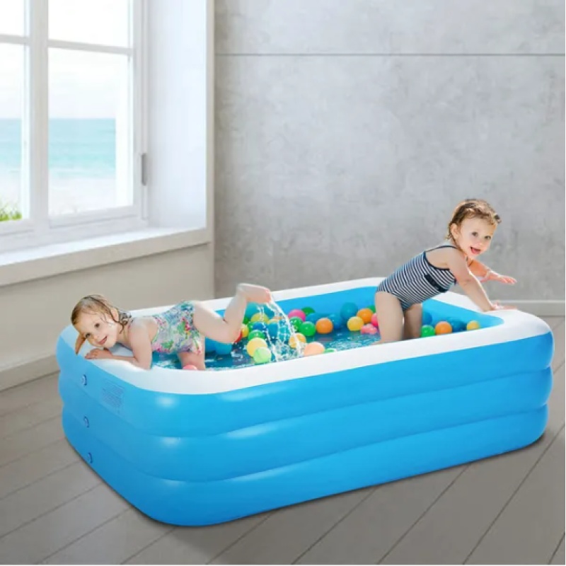 Family Rectangular Inflatable Pool, Blue