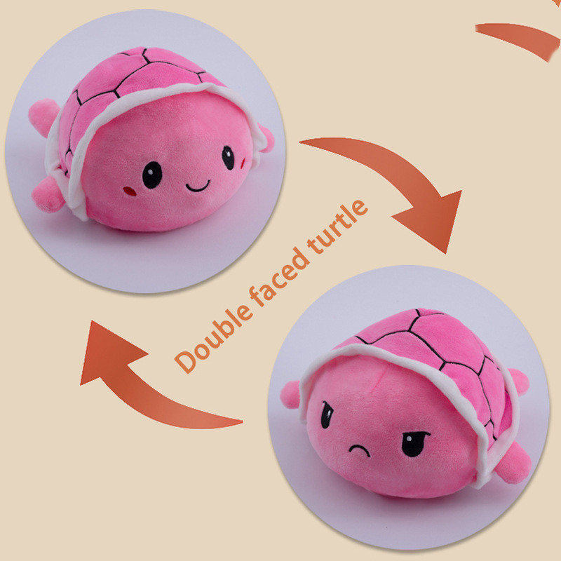 Reversible Mood Turtle Plush, Pink