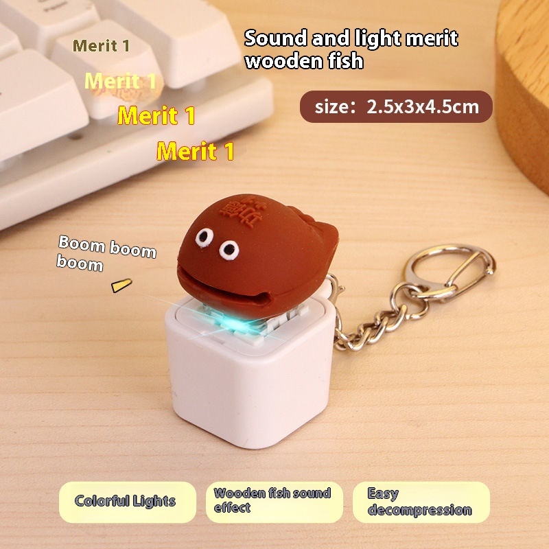 Wooden Fish Sound & Light Keychain