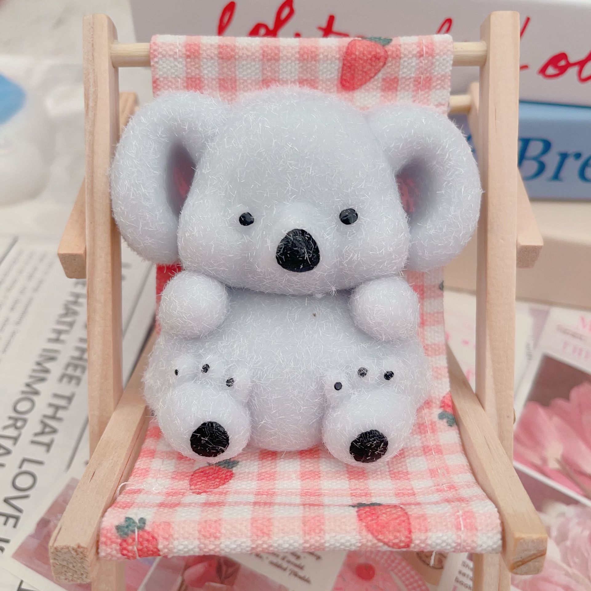 Fuzzy Flocked Baby Koala Figure