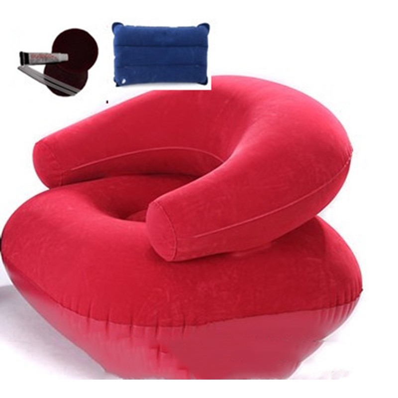 Red Flocked Inflatable Lounge Chair