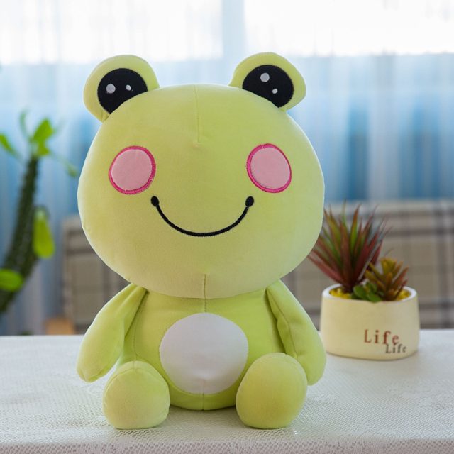 Smiley Green Frog Plush With Pink Cheeks โ photo 3