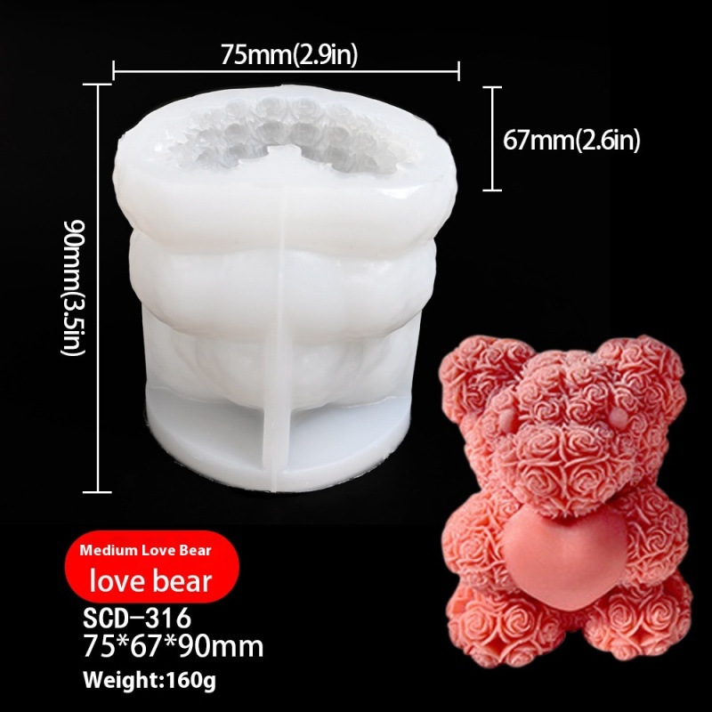 Rose Bear with Heart Silicone Mold — photo 2