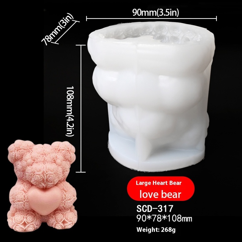 Rose Bear with Heart Silicone Mold — photo 3