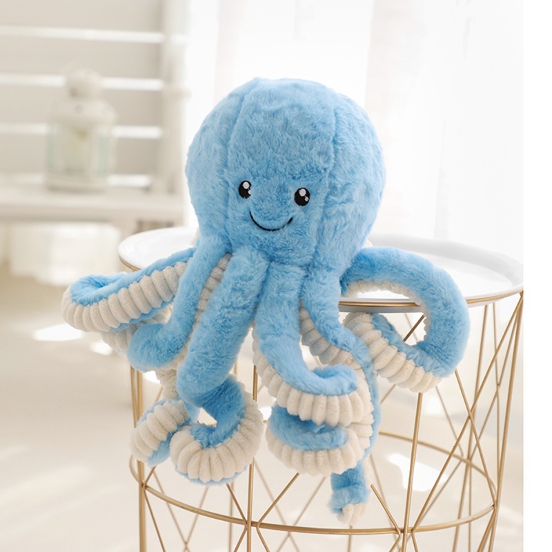 Fluffy Octopus Plush With Ribbed Tentacles