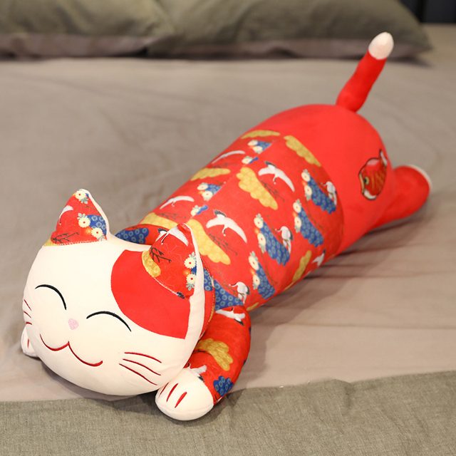 Lucky Cat Long Body Pillow Plush