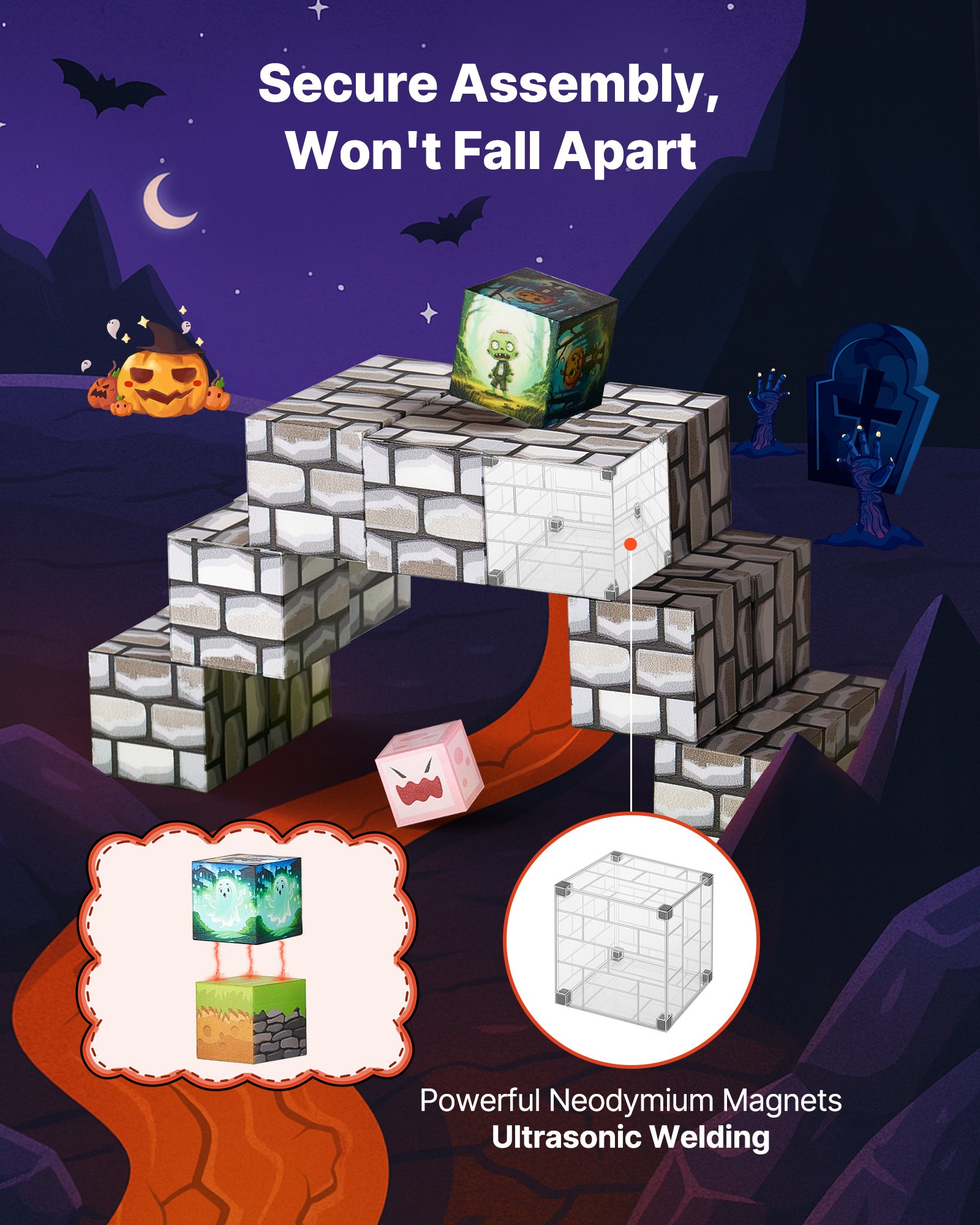 Magnetic Building Blocks, 100-Piece Spooky Set โ photo 5