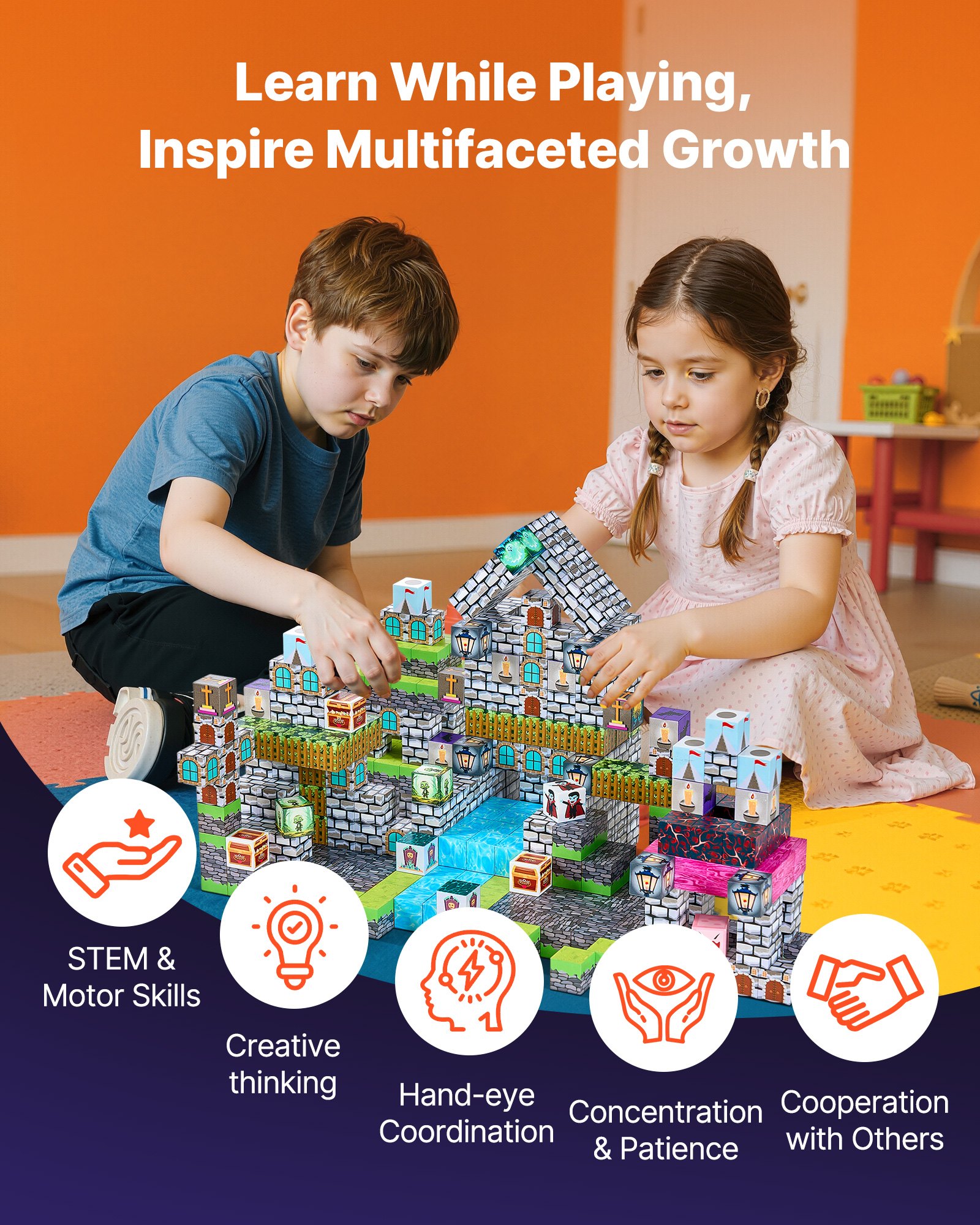 Magnetic Building Blocks, 100-Piece Spooky Set