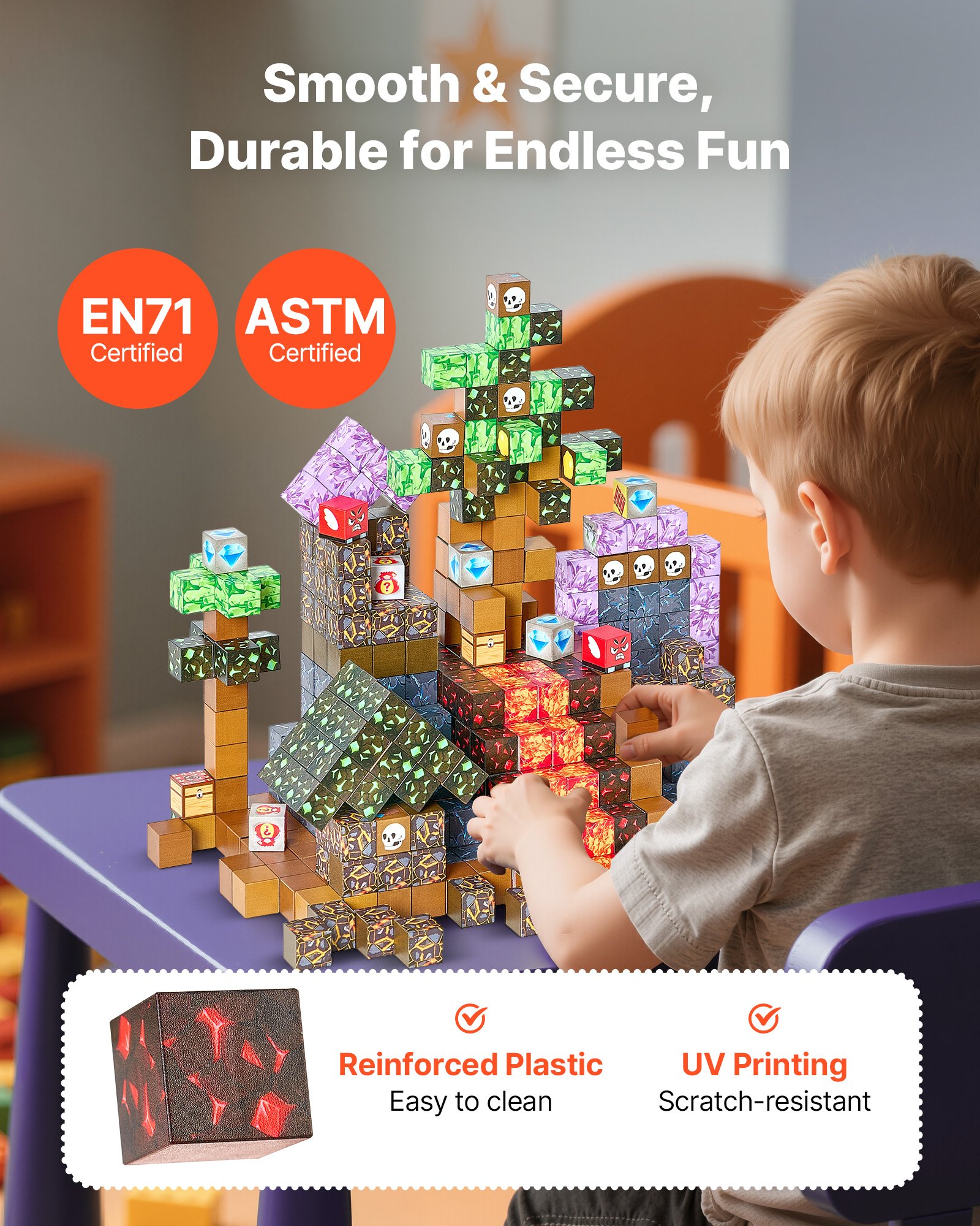 Magnetic Building Blocks, 100-Piece Dark Set