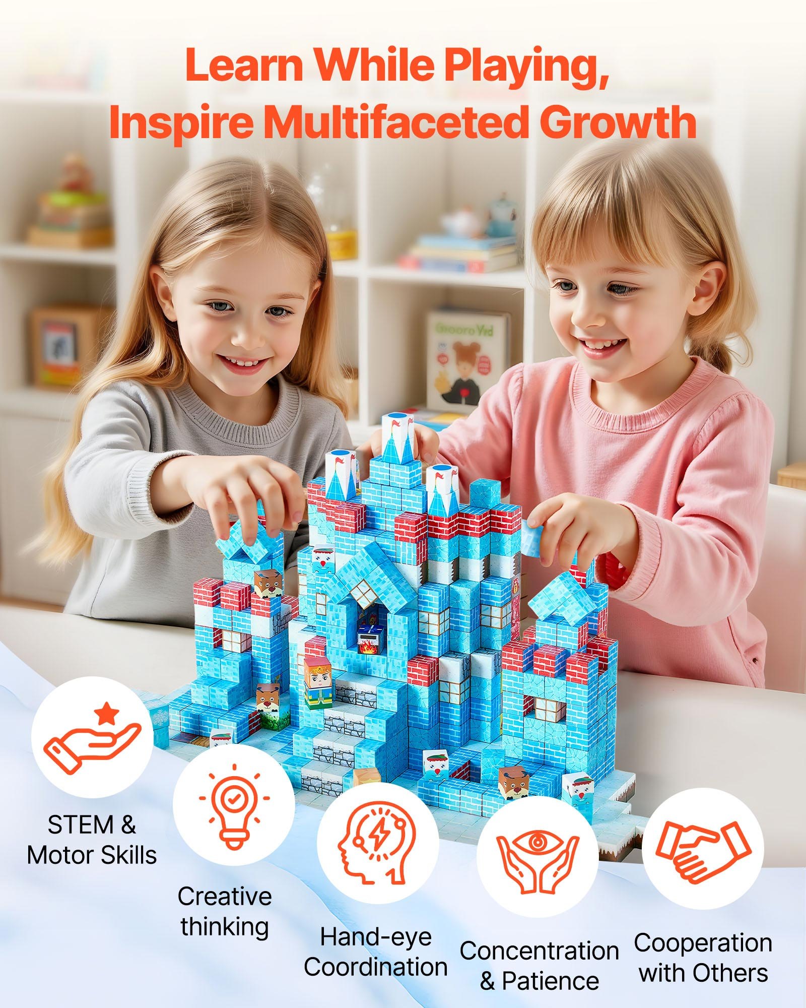 Magnetic Building Blocks Set, 150 Pieces