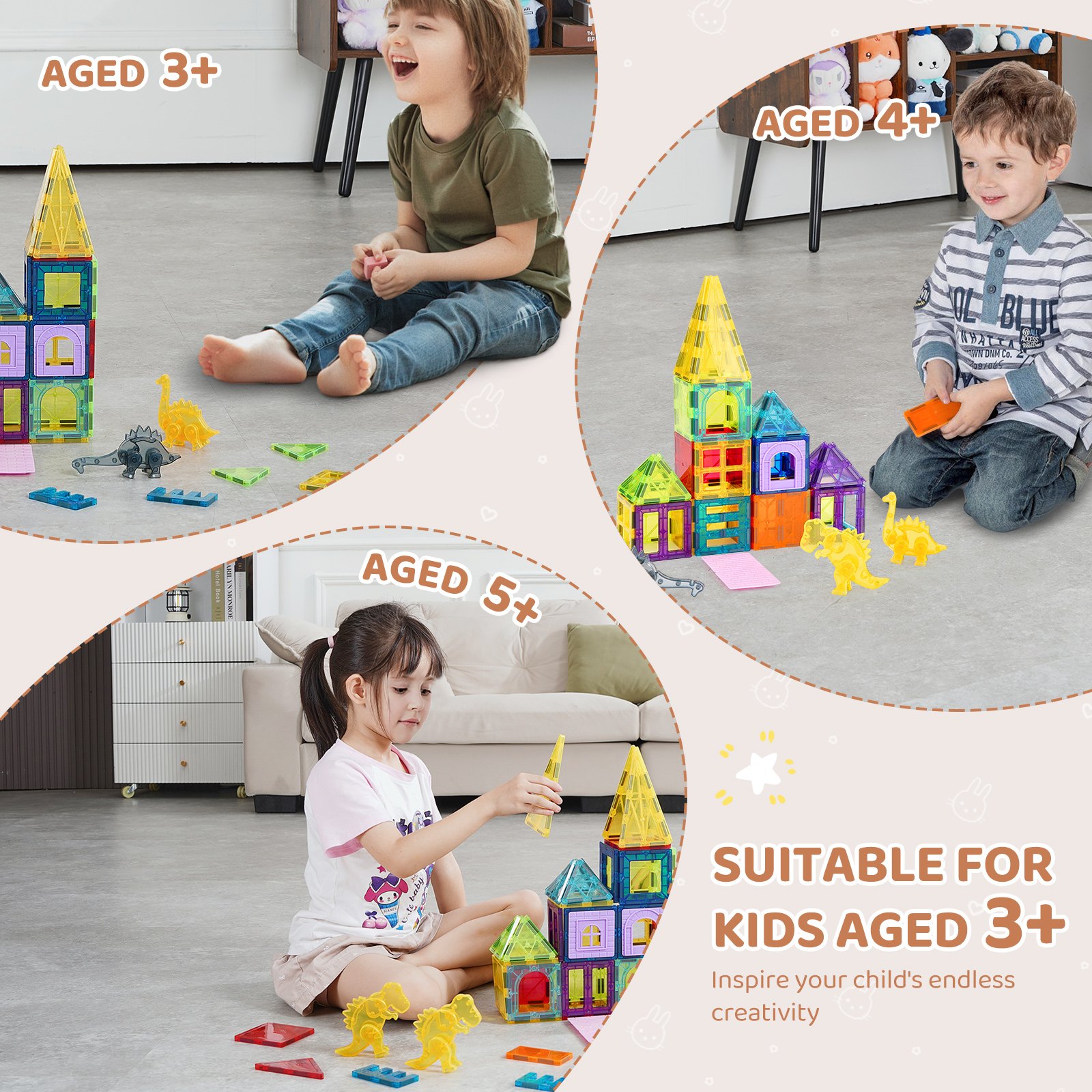 Magnetic Tiles 56-Piece Animal Set โ photo 2
