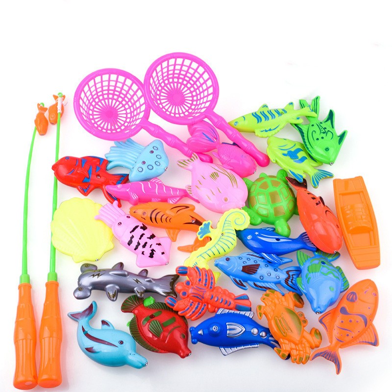 Magnetic Fishing Bath Toy Set with Rods & Nets
