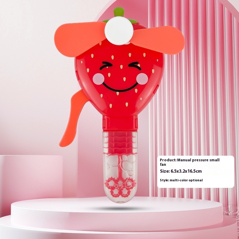 Strawberry Hand-Press Fan & Bubble Toy