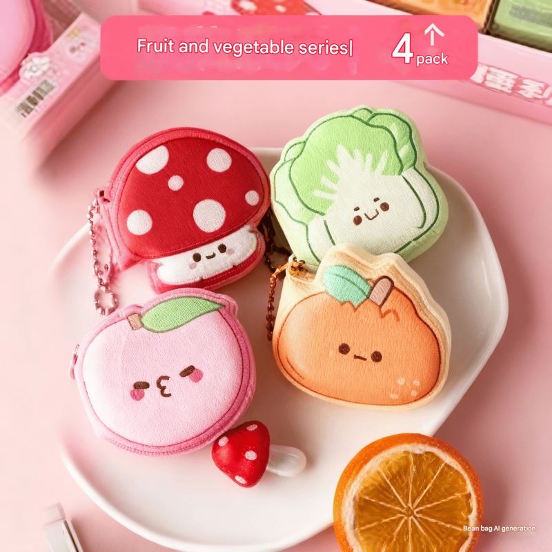 Fruit & Veggie Plush Charm Sticky Notes (4-Pack)