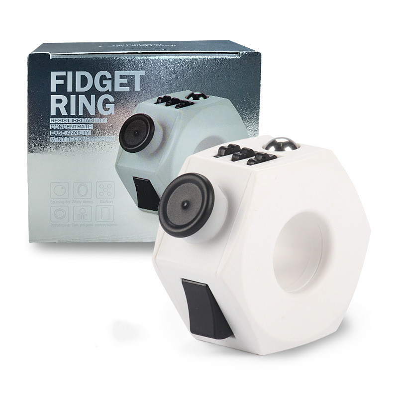 Hexagon Fidget Ring Toy with Spinner & Buttons โ photo 2