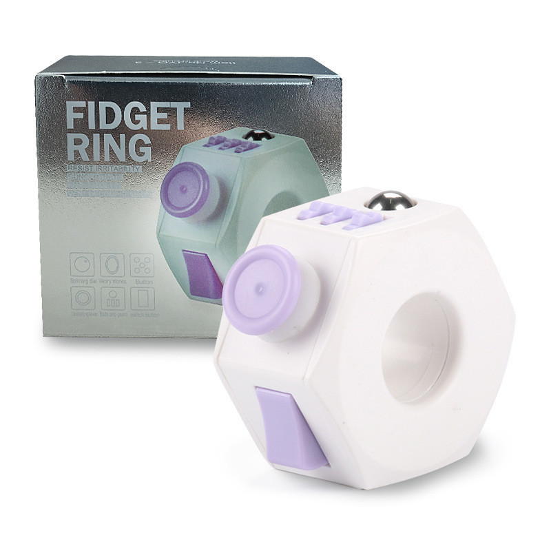 Hexagon Fidget Ring Toy with Spinner & Buttons โ photo 3