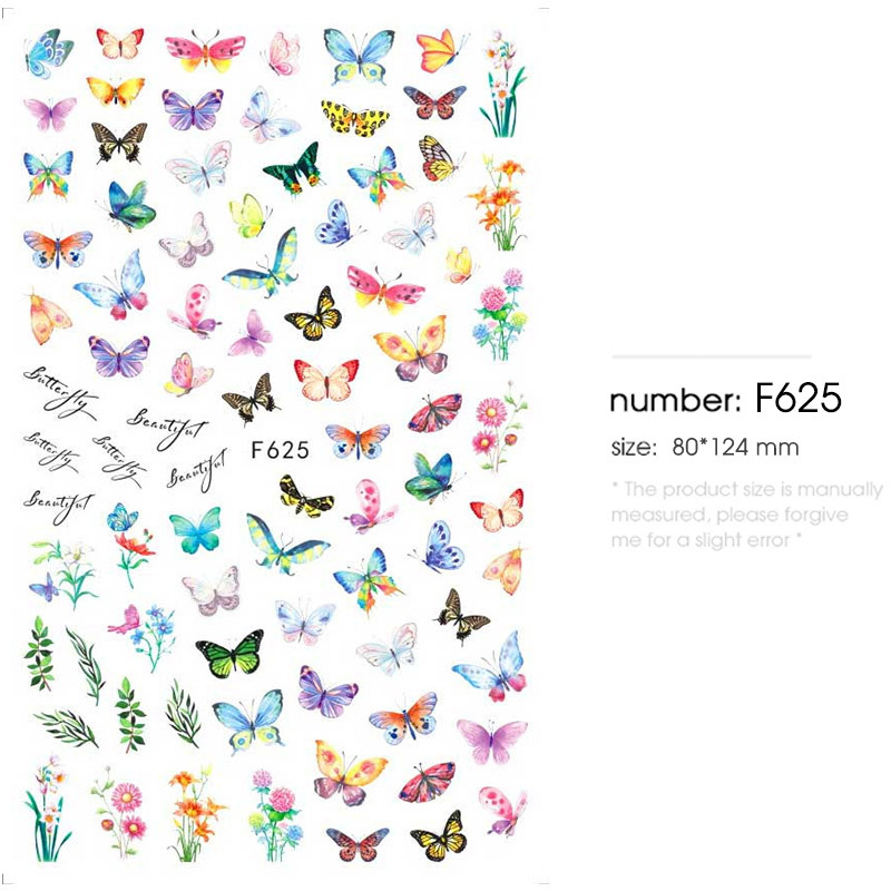 Watercolor Butterfly & Flower Nail Art Stickers โ photo 2