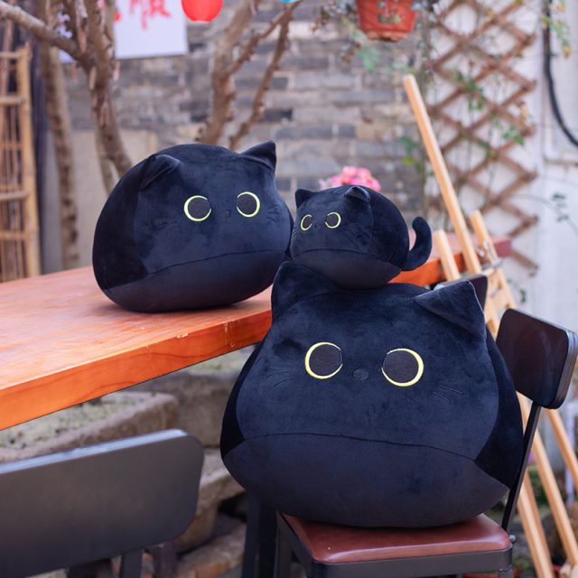 Round Black Cat Pillow Plush โ photo 5